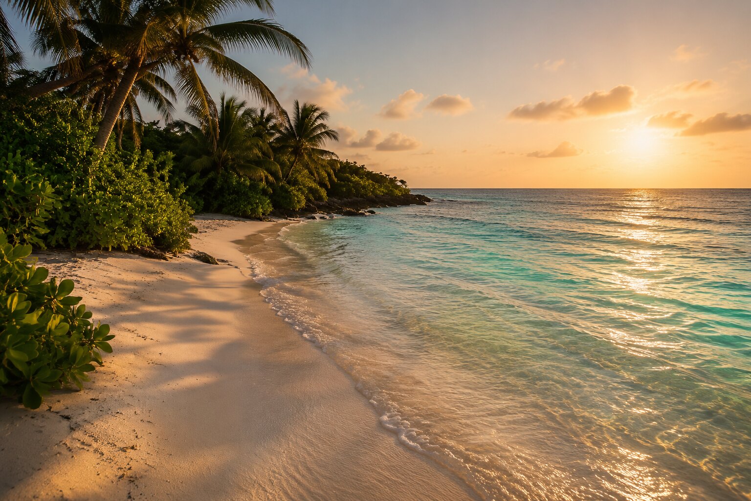 Playa de arena blanca en Riviera Maya
