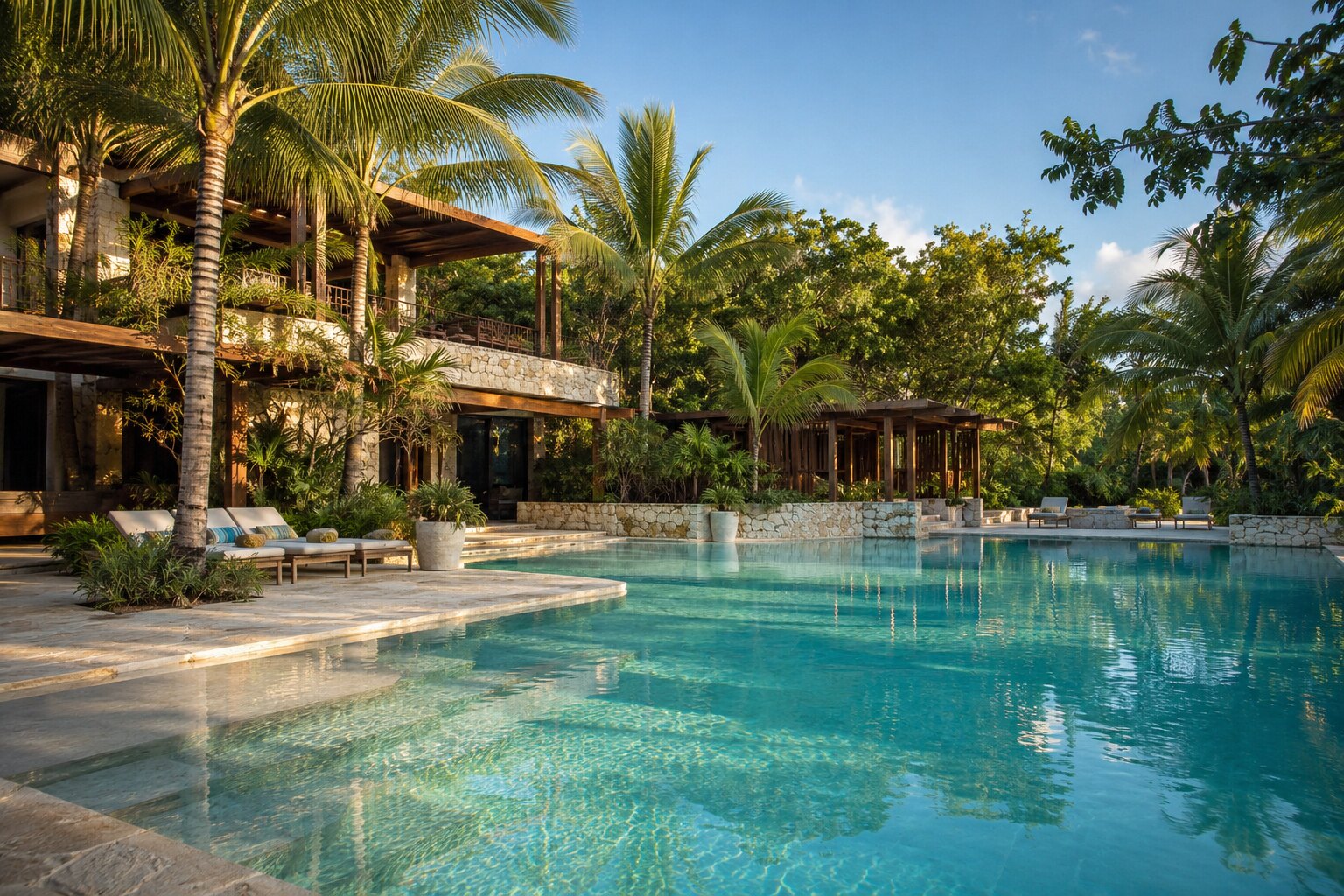 Piscina de resort en Riviera Maya